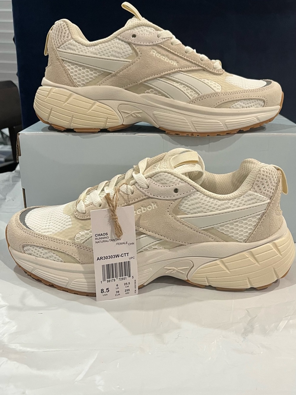 Reebok Chaos Running Women’s 8.5 Natural Tan Chunky Sneakers New